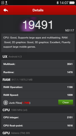  Oppo N1 mini: AnTuTu benchmark< 