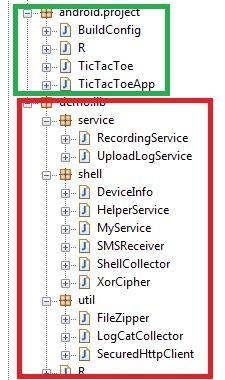  Green circled the game code, and red - the malicious part of the program 