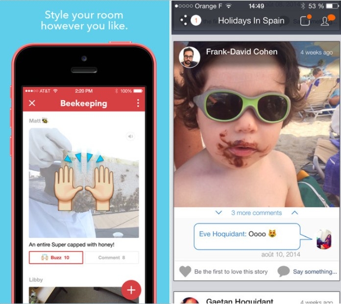 Facebook Rooms (слева) и Room (справа)