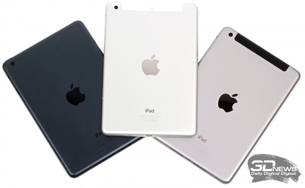  Apple iPad mini – задние панели трех поколений (mini 3 справа) 