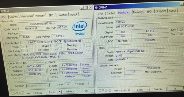 Скриншот CPU-Z