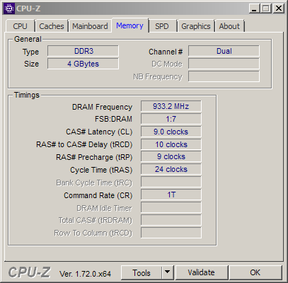  Данные оперативной памяти по CPU-Z 