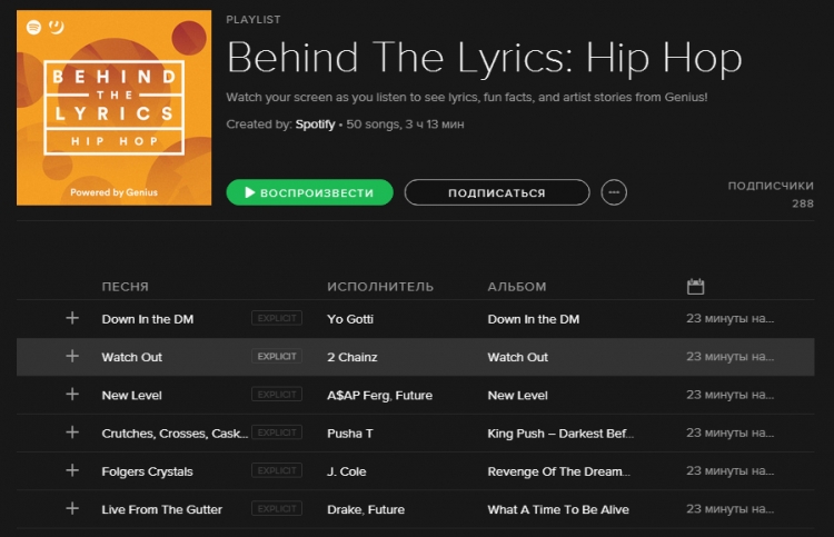 Spotify и Genius запустили плейлисты с полезной информацией о песнях