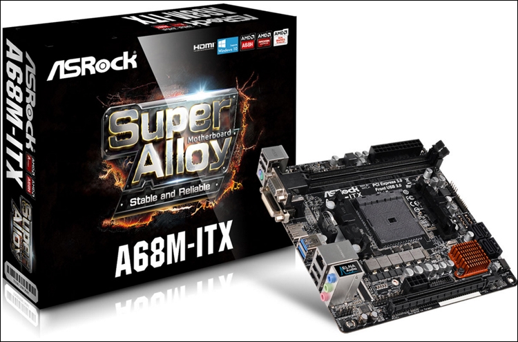 Компактная плата ASRock A68M-ITX рассчитана на процессоры AMD FM2+