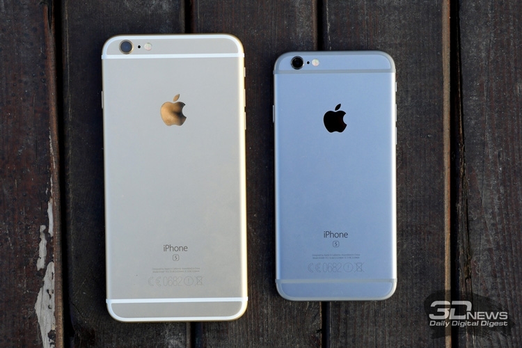 Задняя панель iPhone 6s Plus - сравнение с iPhone 6s