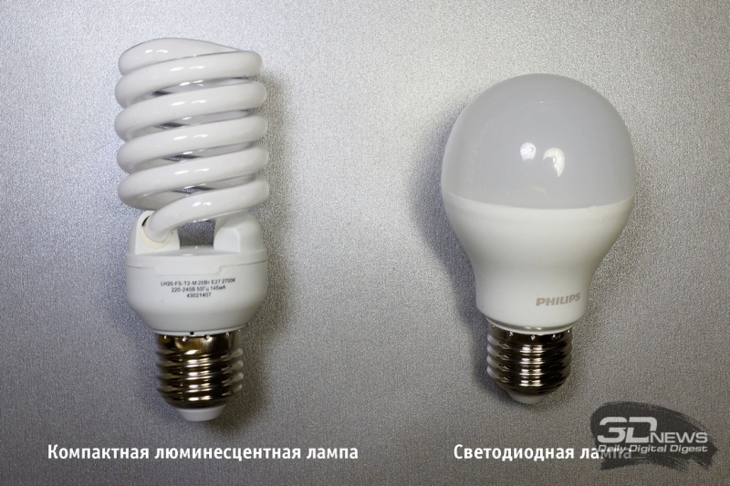 Компактная люминесцентная лампа и светодиодная лампа