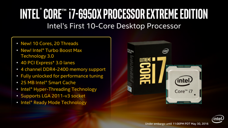 Intel Core i7-6950X: Основные характеристики