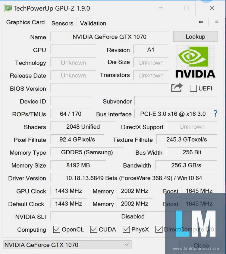GPU-Z версии 1.9 не совсем корректно работает с новинкой