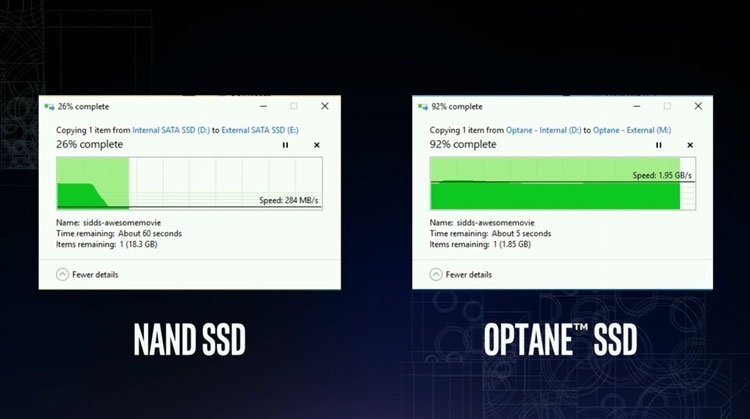 В сравнении с традиционными SSD накопители Optane выглядят очень впечатляюще