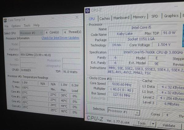 Intel Core i5-7600K (CPU-Z, разгон)