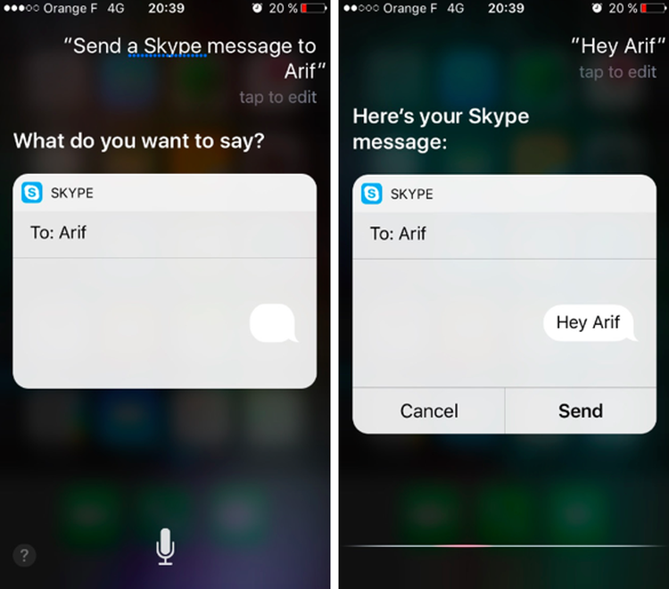 Siri теперь может отправлять сообщения контактам Skype