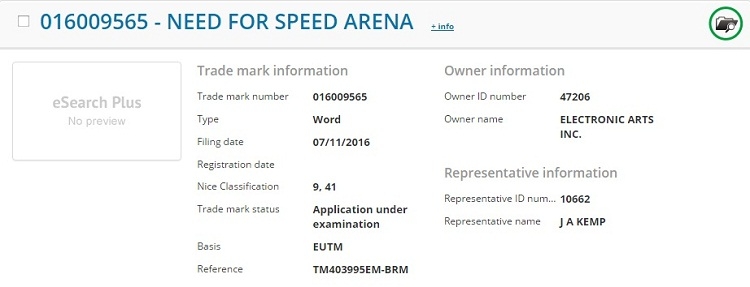 EA зарегистрировала торговую марку Need for Speed Arena