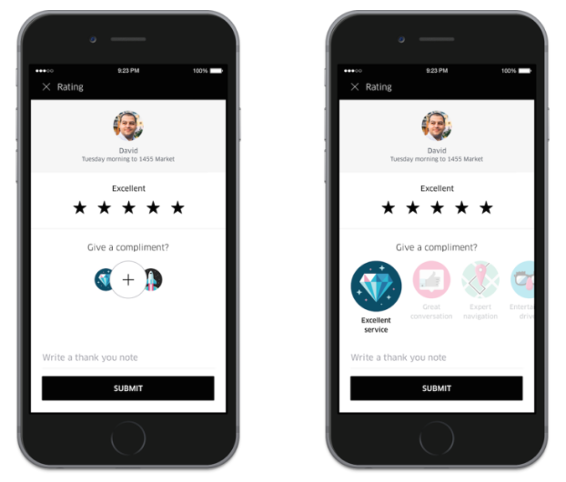 В Uber появились комплименты