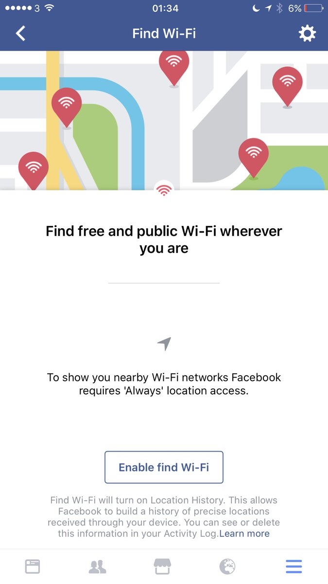 Facebook тестирует функцию поиска бесплатного Wi-Fi через мобильное приложение