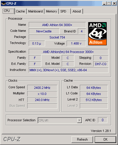 AMD Athlon64 3000+, Socket 754