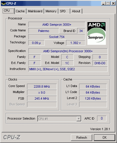 AMD Sempron 3000+, Socket 754
