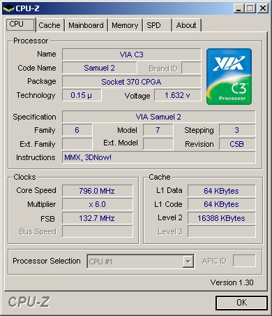 PCCHIPS M789CLU-2000 platform on VIA C3 processor