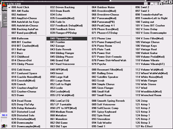 Список пресетов LX 1310