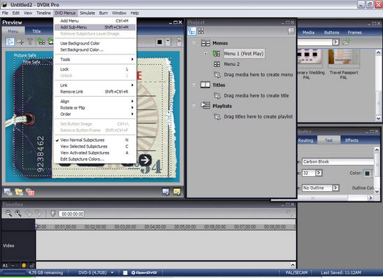 Sonic DVD it Pro 6 - Добавление подменю
