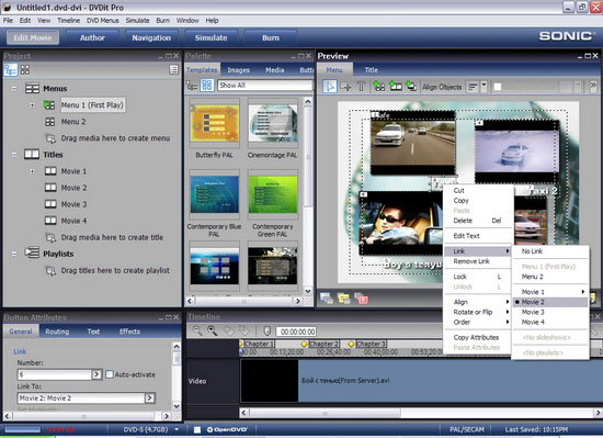 Sonic DVD it Pro 6 - Добавление связей