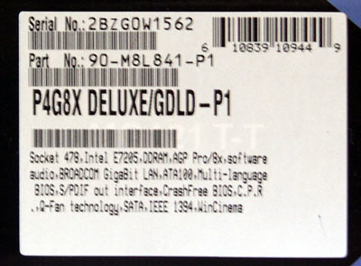 Asus P4G8X label