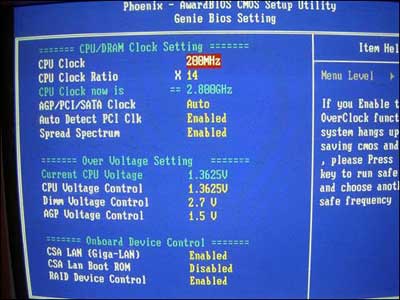 Genie Bios Setting