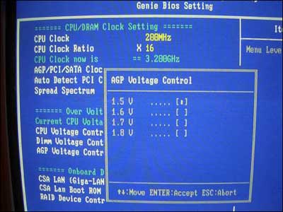AGP voltage