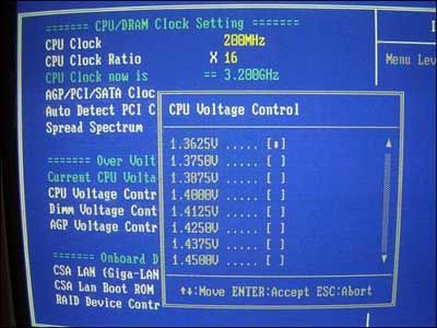 Adjusting the processor voltage