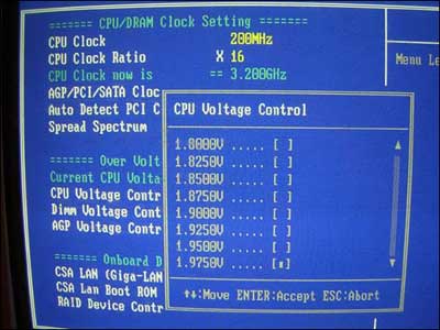 Adjusting the processor voltage