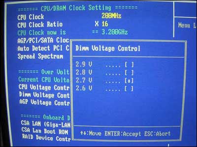 Adjusting the processor voltage within the nominal 2.6V to 2.9V in 0.1V increments 