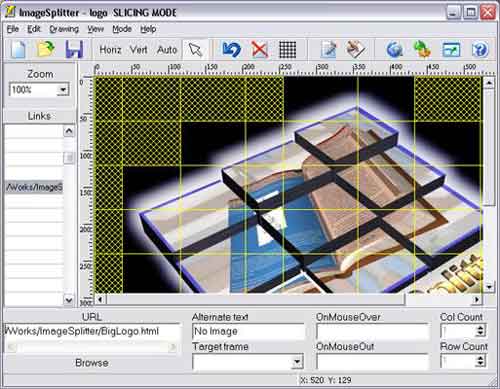 HTML Image Splitter 2.32 - программа для оптимизации изображений скриншот