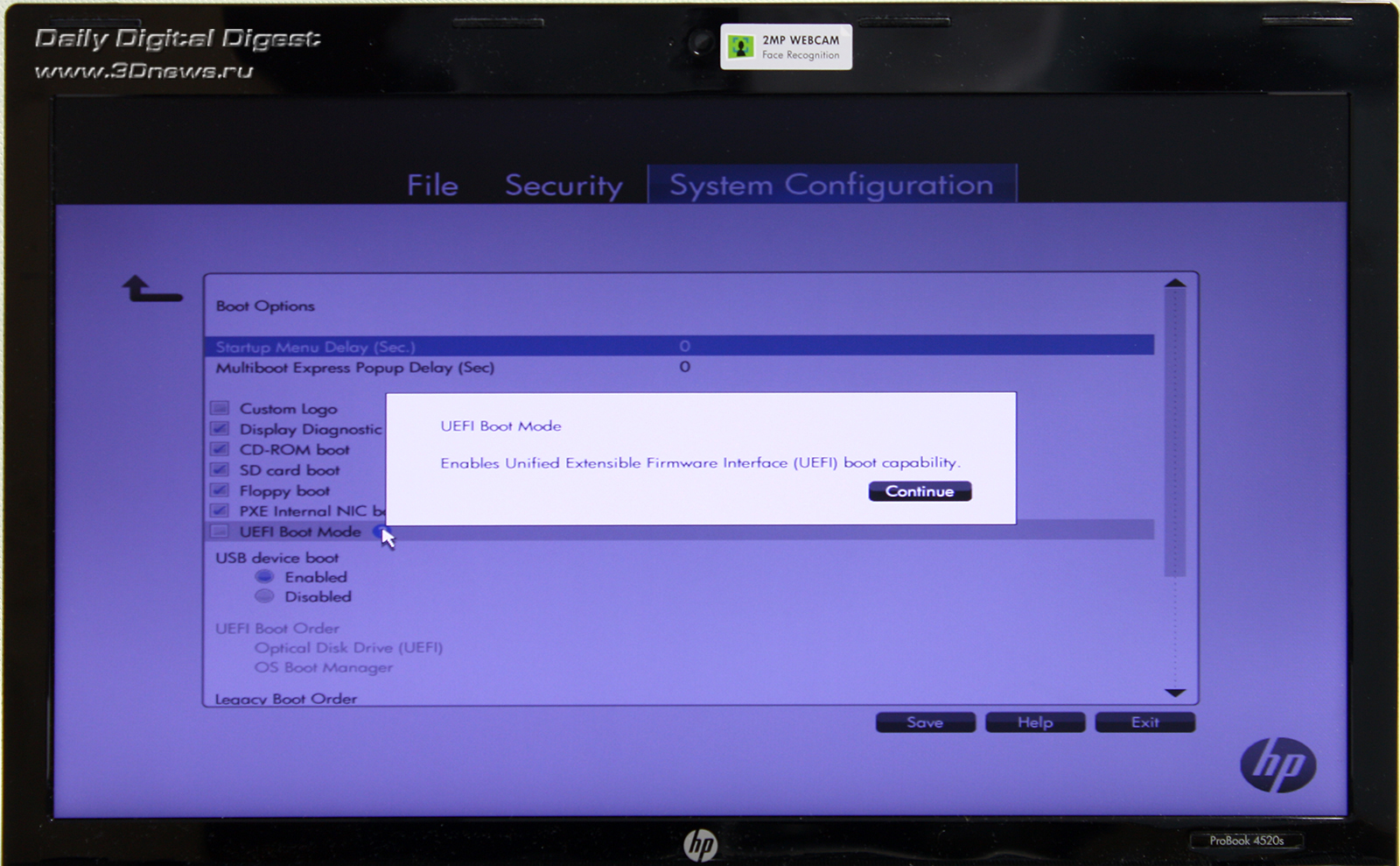 Bios hp probook 4520s manual