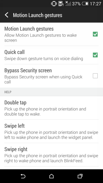  HTC One M8 motion launch gestures 
