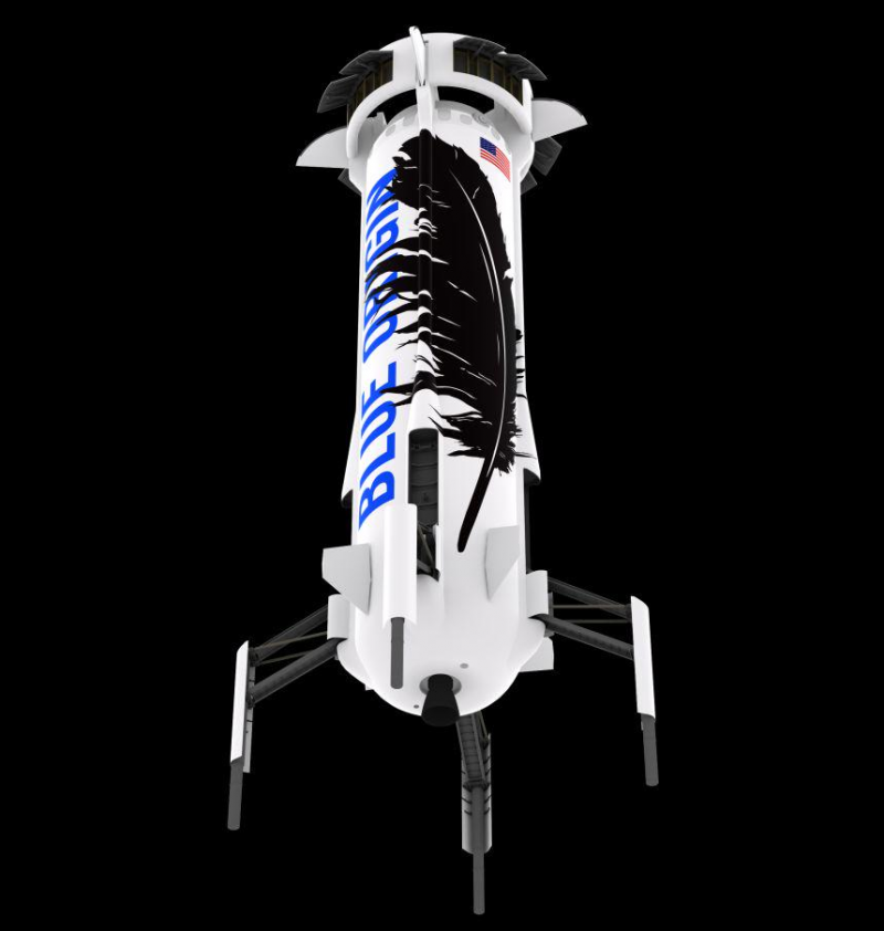  Ракетный модуль перед посадкой. Графика Blue Origin 