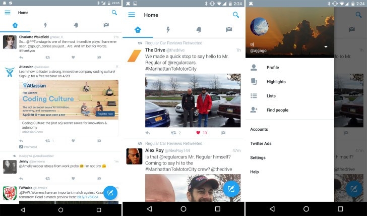 Twitter тестирует новый дизайн приложения для Android