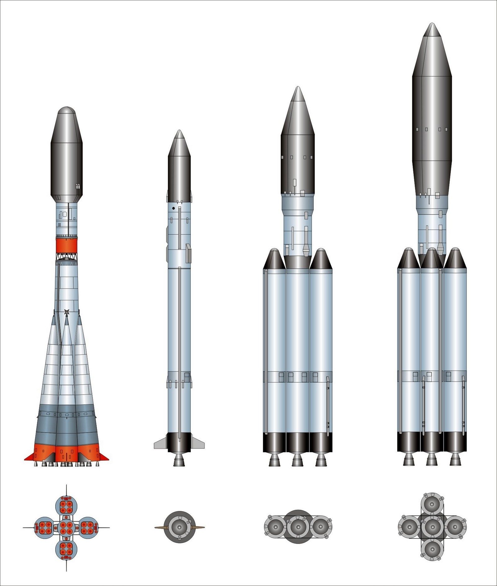 Союз-2, Ангара 1.2, Ангара 3(отменена в пользу Союз-5), Ангара 5 Союз-2, Ангара 1.2, Ангара 3(отменена в пользу Союз-5), Ангара 5