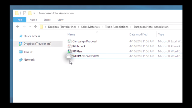 Dropbox будет отображать ярлыки файлов из облака