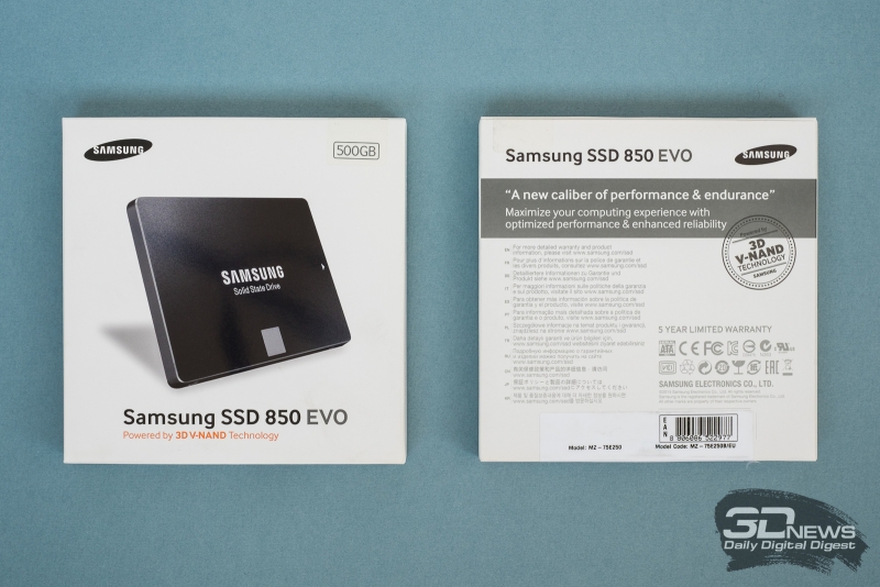  Старая упаковка – Samsung 850 EVO v1 на базе 32-слойной TLC 3D V-NAND 