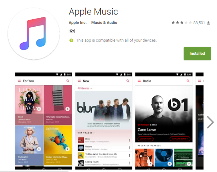 Apple Music для Android вышел из стадии бета-теста