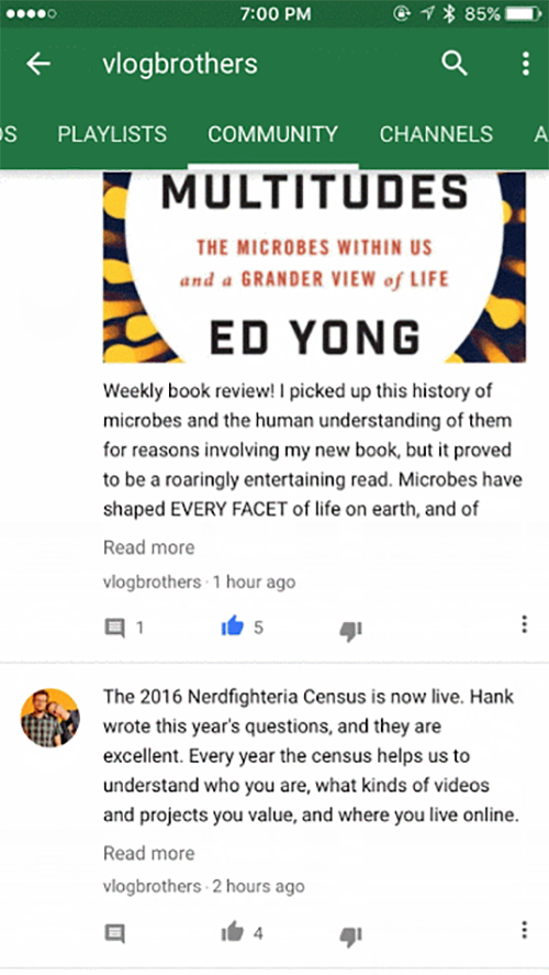 В YouTube появились сообщества