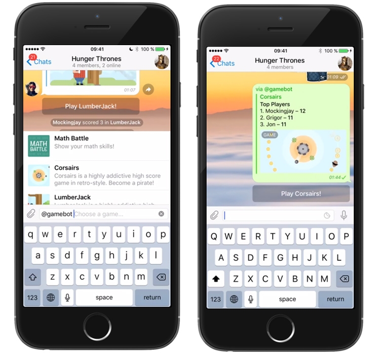 В мессенджере Telegram появились игры