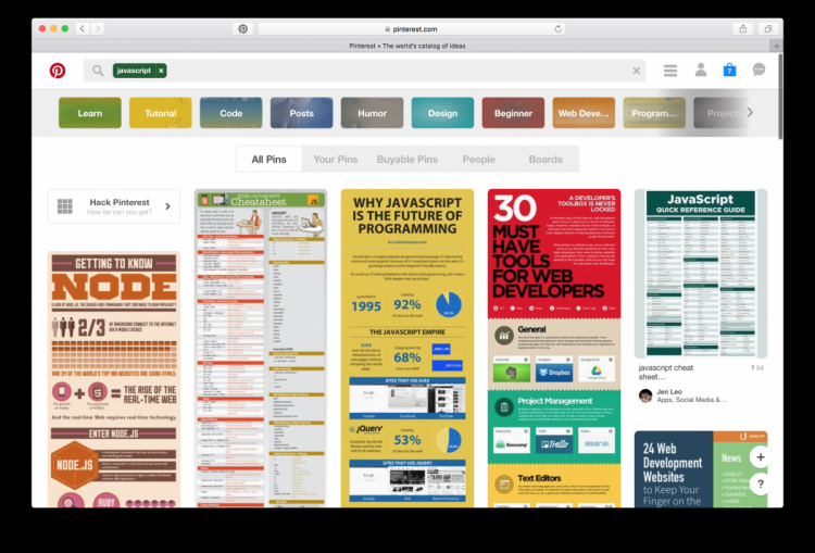 В Pinterest появилась «пасхалка» для программистов