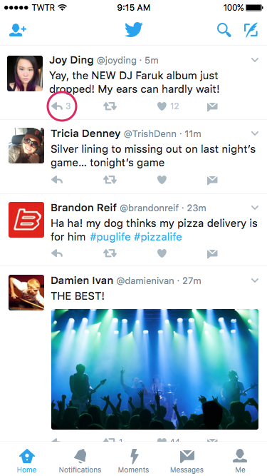 В мобильных приложениях Twitter появились счётчики прямых ответов и рейтинги переписок