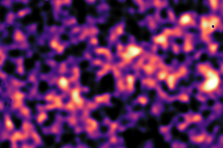 Карта распределения тёмной материи (обозначена красным) / ESO