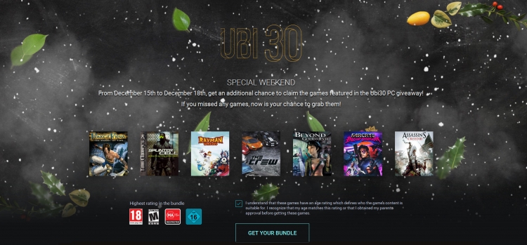 Ubisoft повторно раздаёт бесплатные игры в рамках акции Ubi30