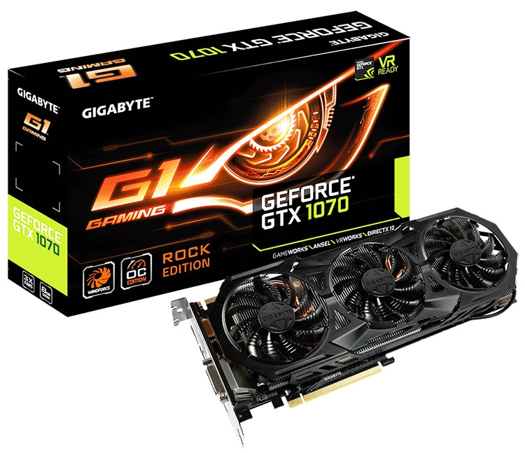 Видеокарта Gigabyte GeForce GTX 1070 G1 Rock (GV-N1070G1 ROCK-8GD)