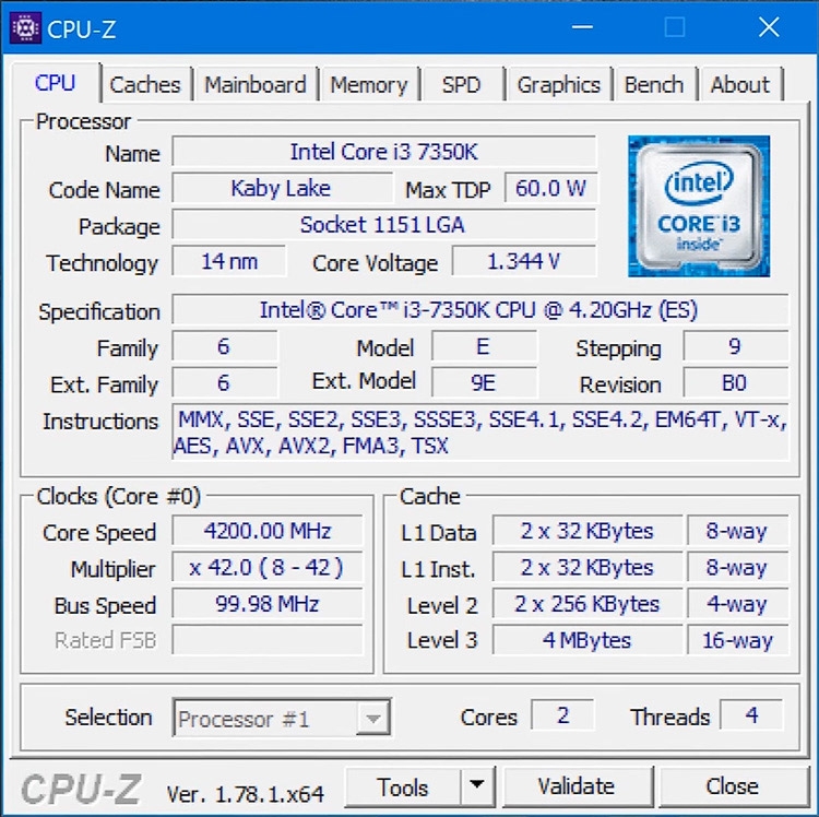 Производительность Core i3-7350K
